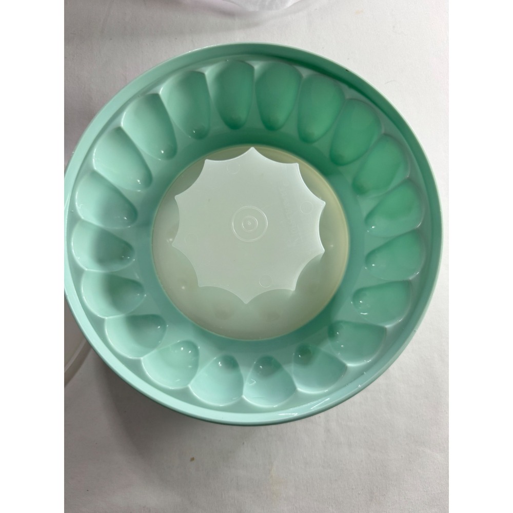 Tupperware Jel-Ring Jello Mold Mint Green White‎ Plastic Vintage  3 Piece Set